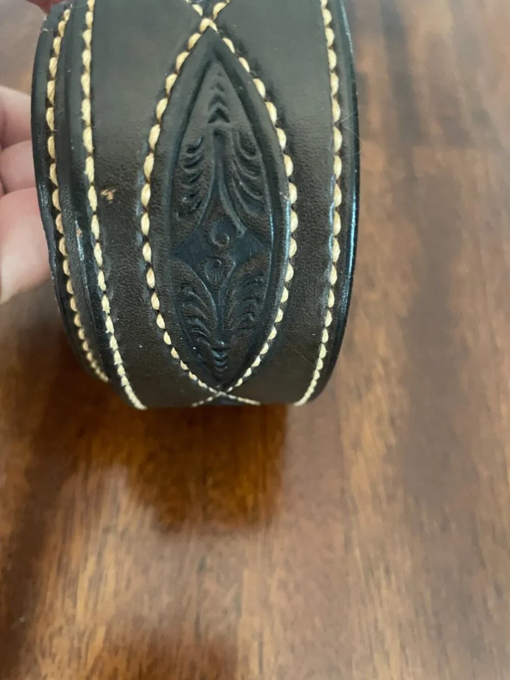 Tooled Leather Brown Belt 34
